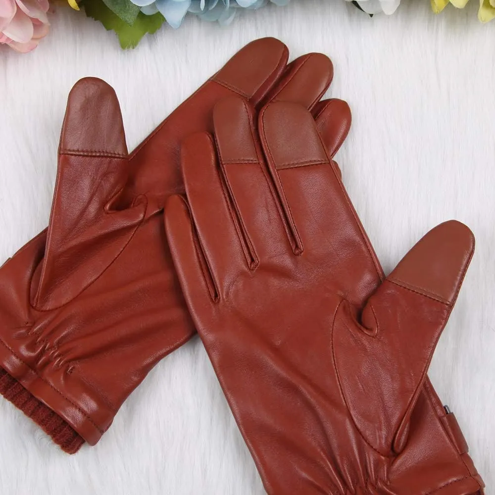 Mens Winter Cold Weather Warm Leather Driving Gloves for Men Wool/Cashmere Blend Cuff