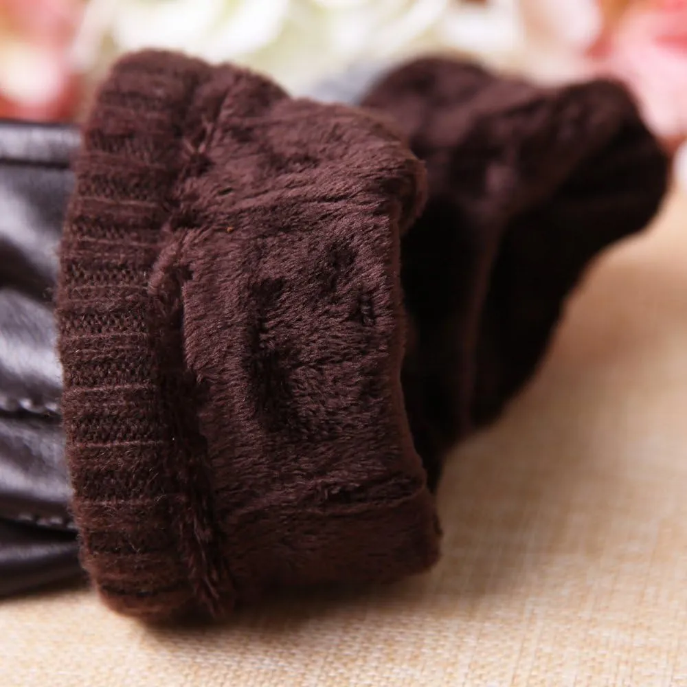 Mens Winter Cold Weather Warm Leather Driving Gloves for Men Wool/Cashmere Blend Cuff