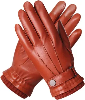 Mens Winter Cold Weather Warm Leather Driving Gloves for Men Wool/Cashmere Blend Cuff