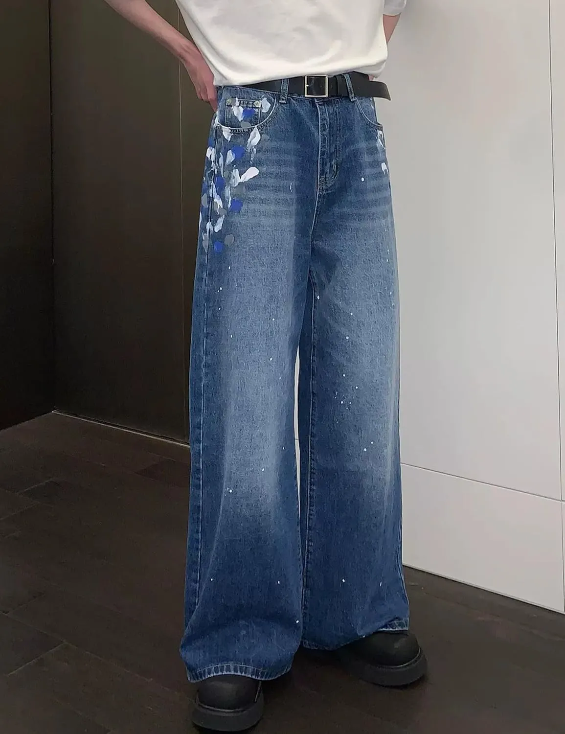 Men's Y2K Jeans Hip Hop Baggy Denim Pants Spiderweb Graphic Jeans Goth Denim Joggers Streetwear