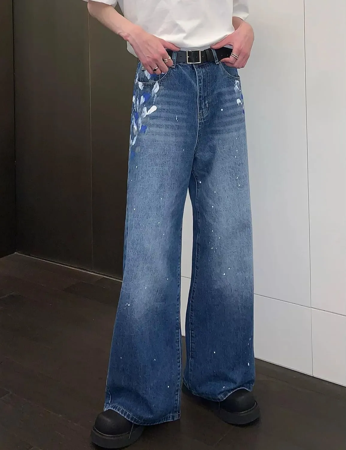 Men's Y2K Jeans Hip Hop Baggy Denim Pants Spiderweb Graphic Jeans Goth Denim Joggers Streetwear