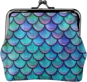 Mermaid Teal Fish Scale Print Practicality Coin Purse Cute Mini Coin Pouch for Women (4.52 x 4.13in) Exquisite