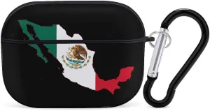 Mexico Flag Map Cute Protective Case Compatible with AirPods Pro Bluetooth Headphone Cover with Keychain