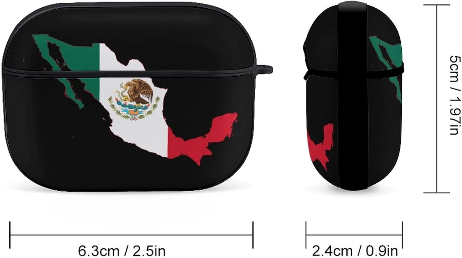 Mexico Flag Map Cute Protective Case Compatible with AirPods Pro Bluetooth Headphone Cover with Keychain