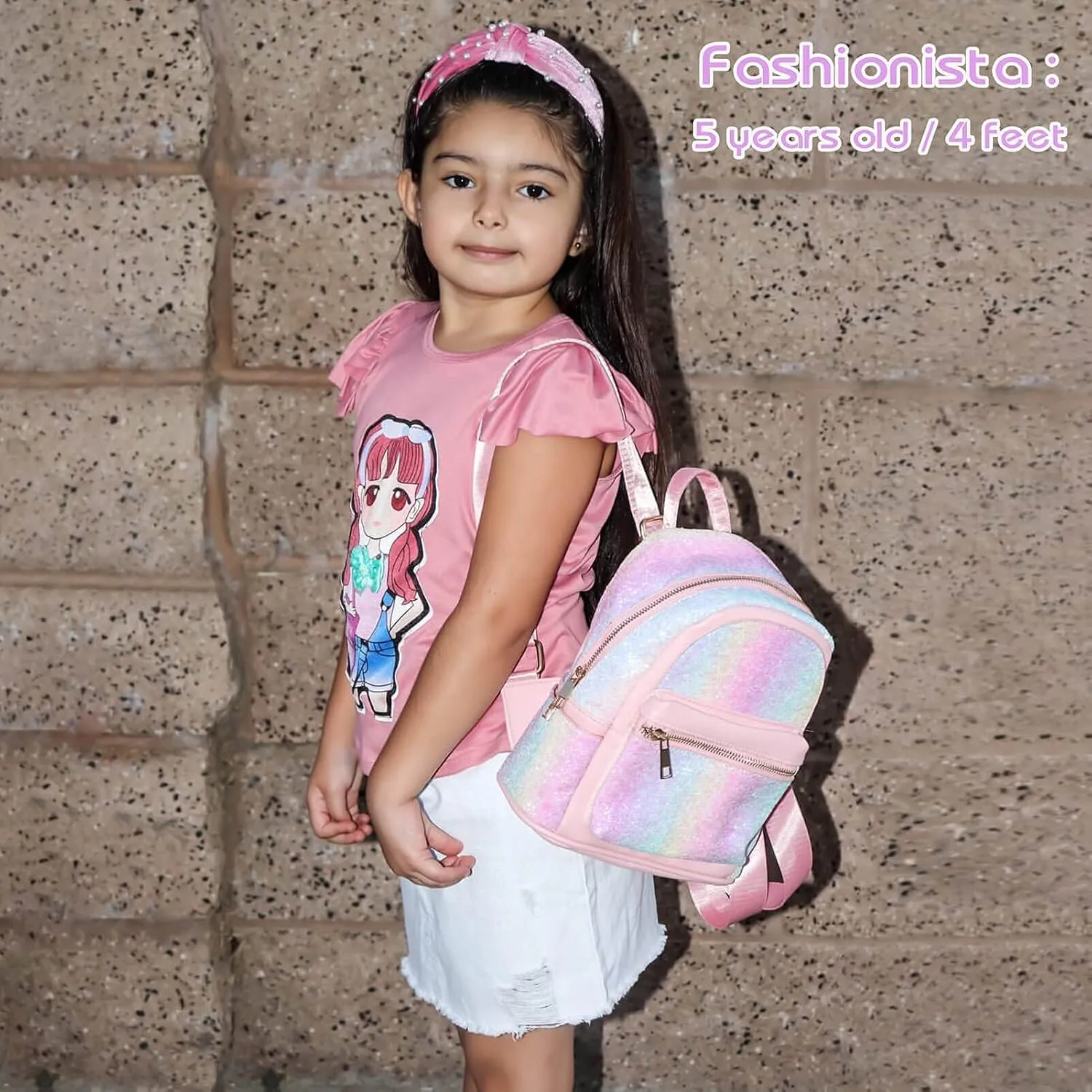 mibasies Mini Backpack for Girls Kids Rainbow Purse Dance Bag for Girls Gifts age 2 3 4 5 6 7 8 yrs