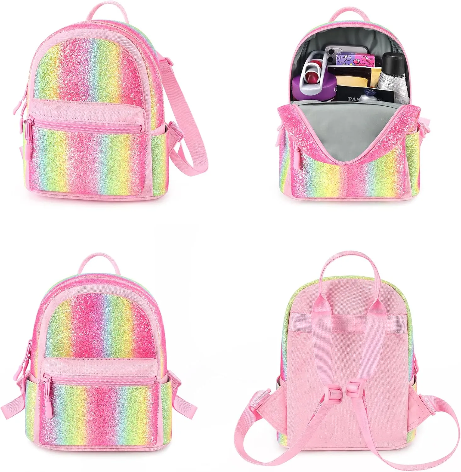 mibasies Mini Backpack for Girls Kids Rainbow Purse