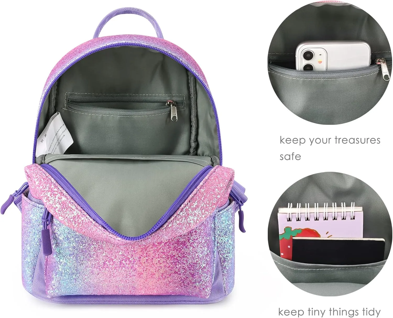 mibasies Mini Backpack for Girls Kids Rainbow Purse