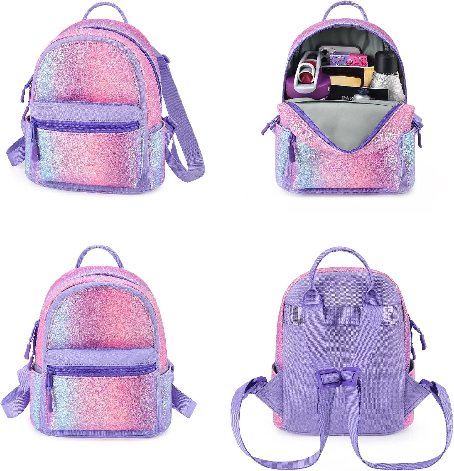 mibasies Mini Backpack for Girls Kids Rainbow Purse