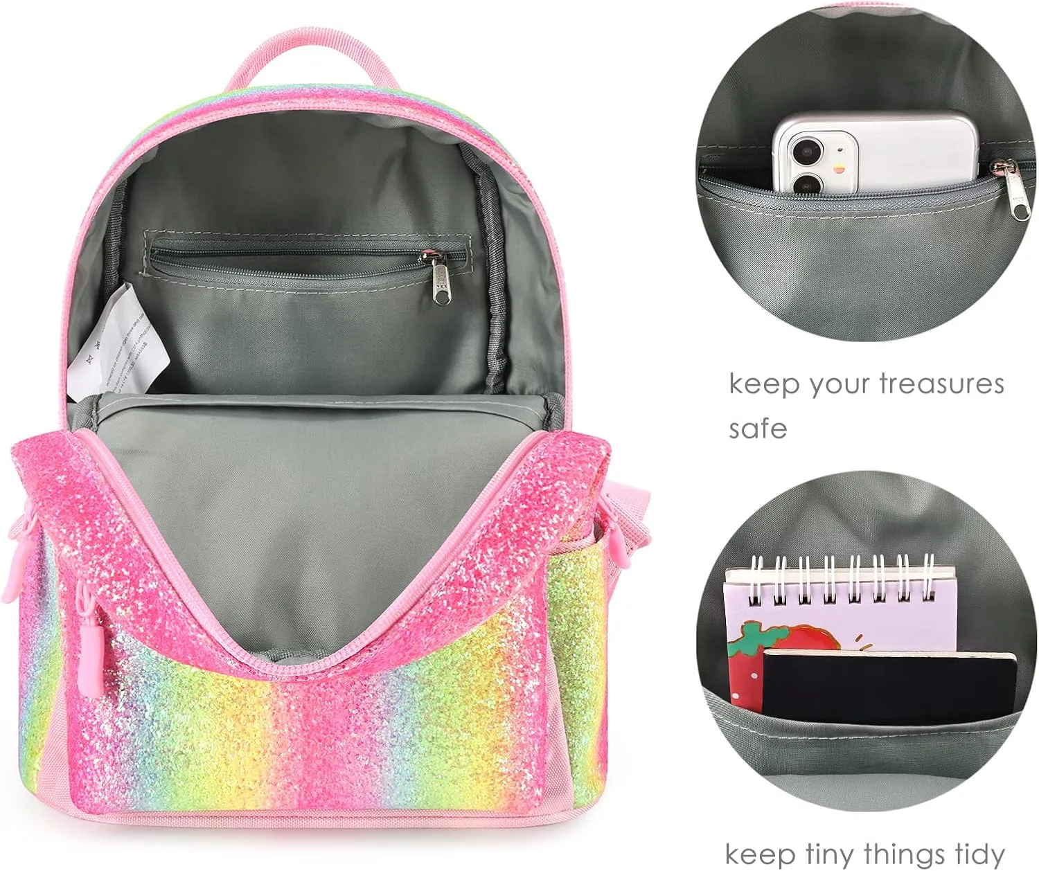 mibasies Mini Backpack for Girls Kids Rainbow Purse