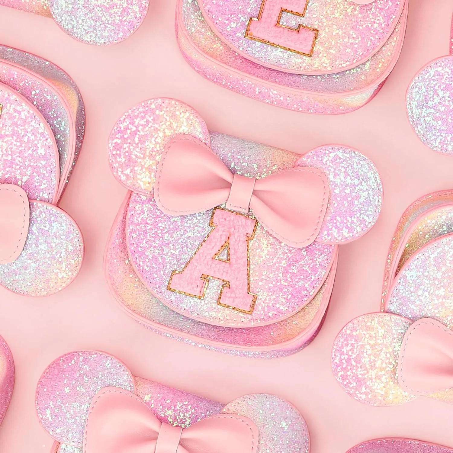 mibasies Toddler Purse Girl Gifts: Little Kids Gifts - Birthday Gifts for Girls 3-8 Mini Mouse Ears Bow Purse Glitter Rainbow J