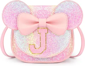 mibasies Toddler Purse Girl Gifts: Little Kids Gifts - Birthday Gifts for Girls 3-8 Mini Mouse Ears Bow Purse Glitter Rainbow J