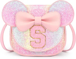 mibasies Toddler Purse Girl Gifts: Little Kids Gifts - Birthday Gifts for Girls 3-8 Mini Mouse Ears Bow Purse Glitter Rainbow S