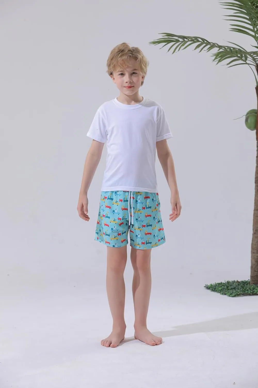 MILANKERR Toddler Boys Swim Trunks with Compression Air Holes Liner Quick Dry