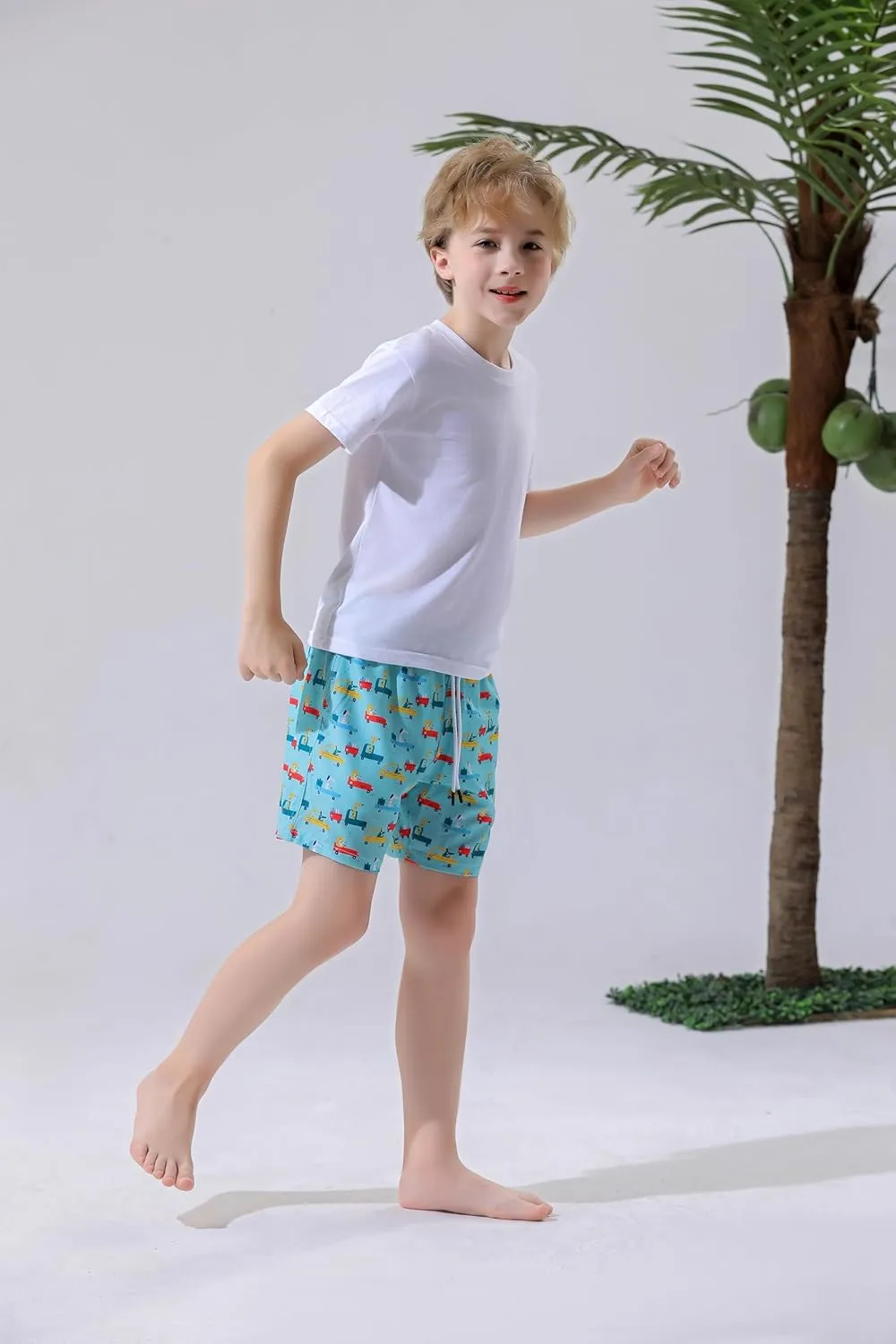 MILANKERR Toddler Boys Swim Trunks with Compression Air Holes Liner Quick Dry