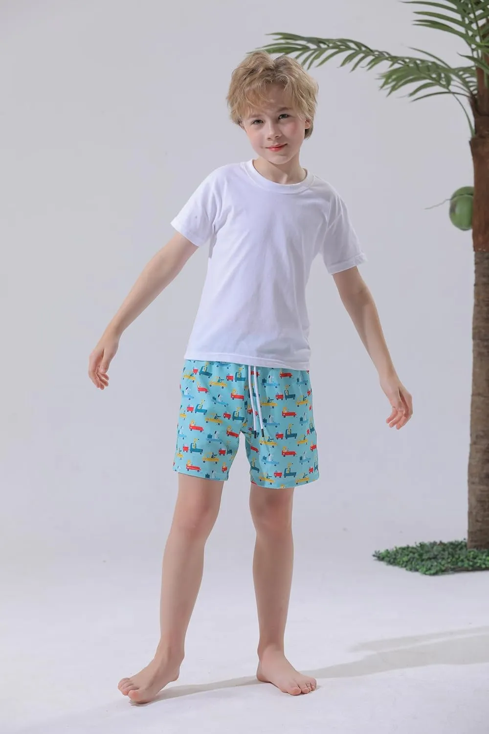 MILANKERR Toddler Boys Swim Trunks with Compression Air Holes Liner Quick Dry
