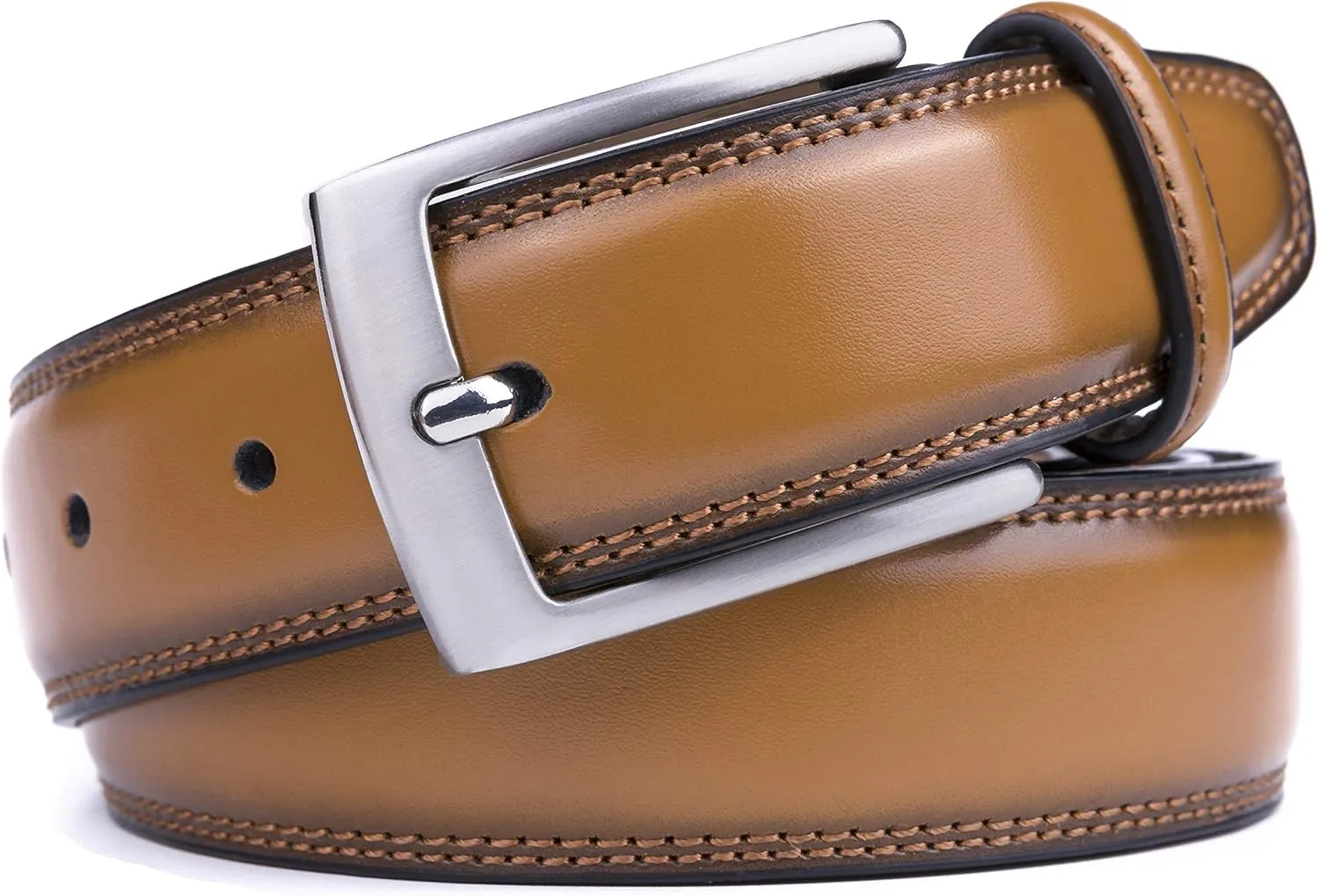 MILORDE Men's Genuine Leather Dress Belt, Handmade, 100% Cow Leather, Fashion & Classic Designs for Work Business and Casual