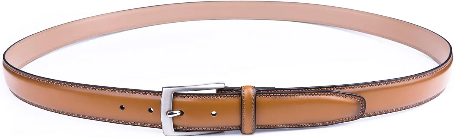 MILORDE Men's Genuine Leather Dress Belt, Handmade, 100% Cow Leather, Fashion & Classic Designs for Work Business and Casual