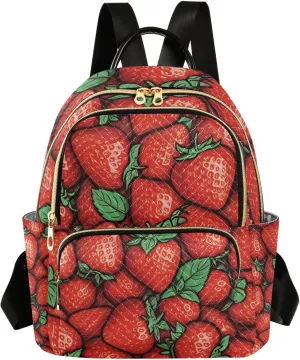 Mini Backpack for Women Juicy Strawberry Print Mini Backpack Purse Lightweight Small Daypack, 8.5L