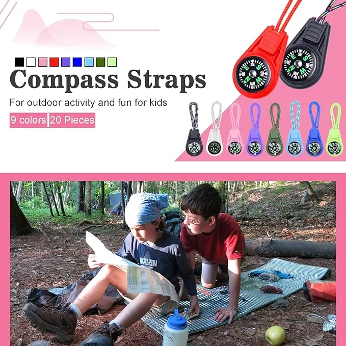 Mini Compass for Kids Compass Keychain，Button Compass Bulk kit，Paracord Hiking Survival Small Compasses，Kids Scout Compass.