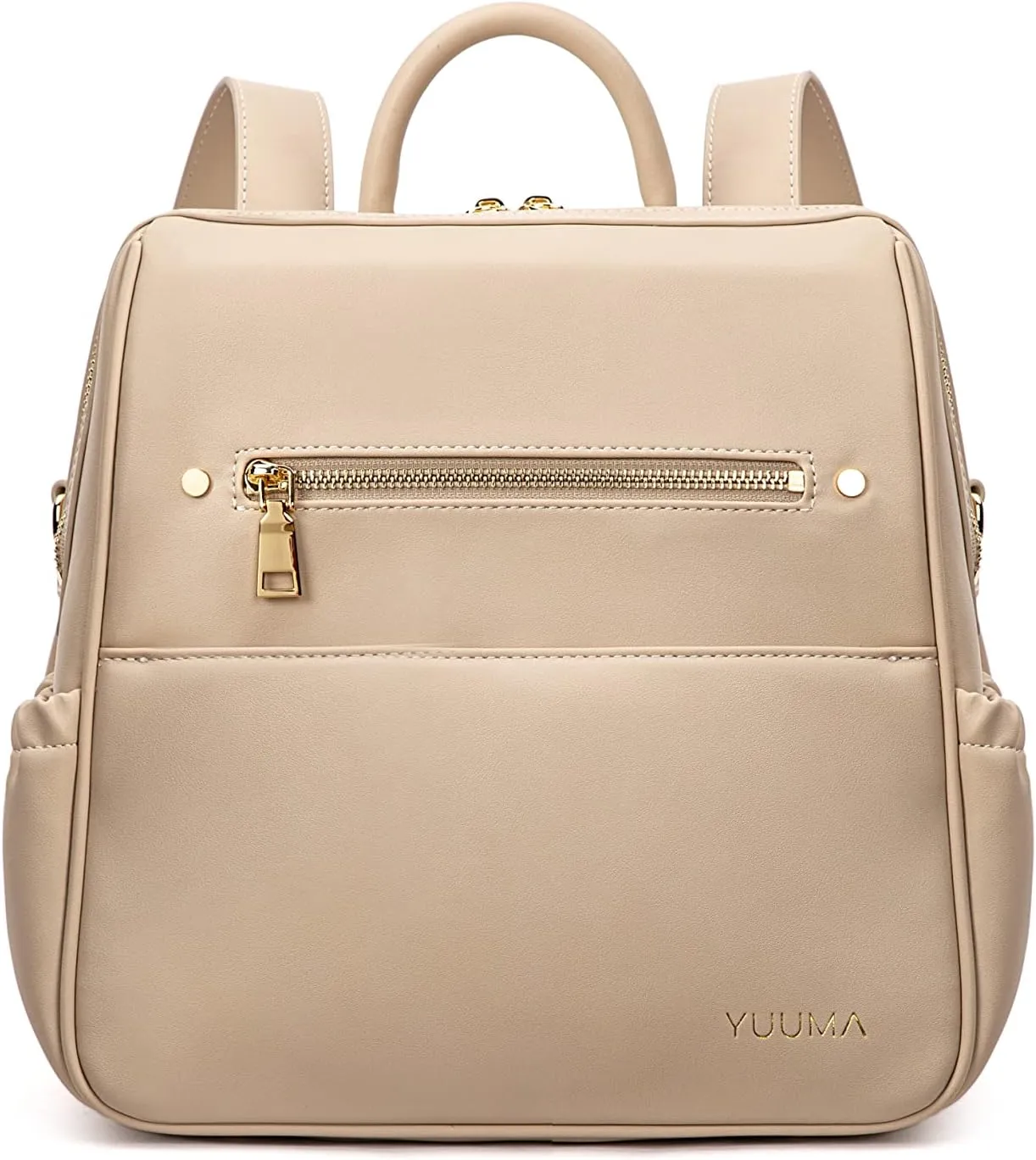 Mini Diaper Bag Backpack-Minimalist bag With Premium Vegan Leather Material With 7 Interior and 5 External Pockets (Ivory)