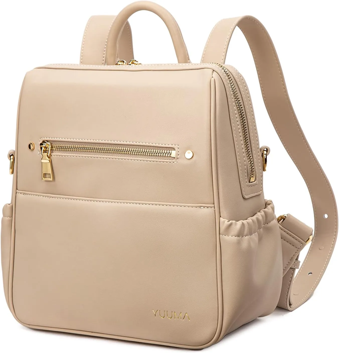 Mini Diaper Bag Backpack-Minimalist bag With Premium Vegan Leather Material With 7 Interior and 5 External Pockets (Ivory)