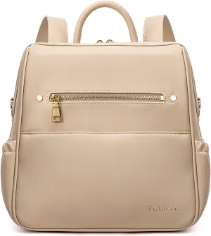 Mini Diaper Bag Backpack-Minimalist bag With Premium Vegan Leather Material With 7 Interior and 5 External Pockets (Ivory)