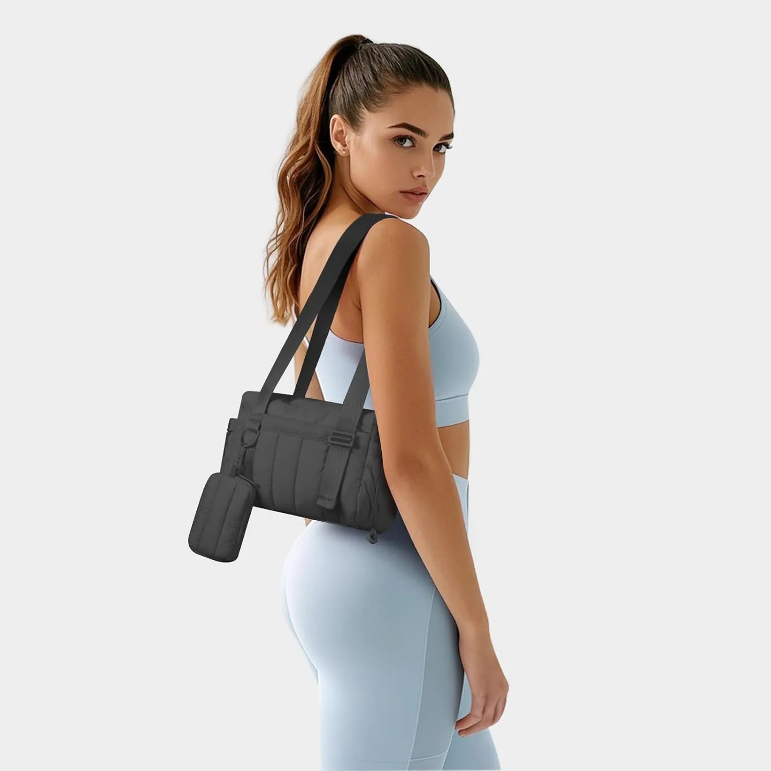 Mini Gym Bag for Women Girls Small Gym Bag with Wet Compartment and Coin Wallet, Puffer Mini Duffle Bag for Workout, Travel, Sport