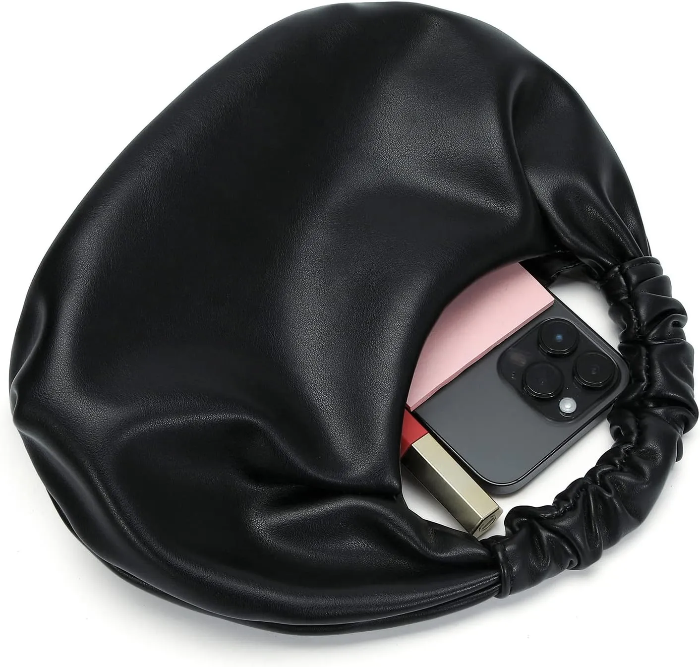 Mini Hobo Tote Bags for Women Soft Leather Clutch Purses for Women Cloud-Shaped Top Handle Bags