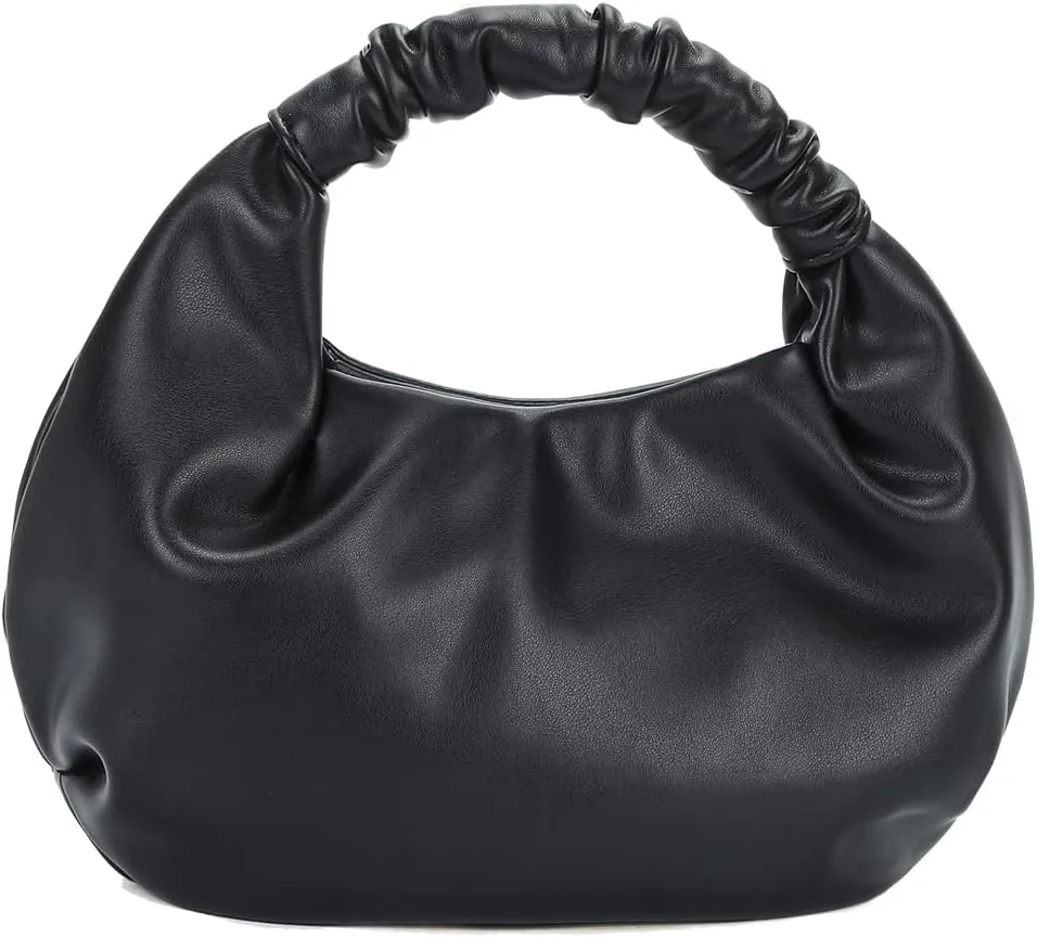 Mini Hobo Tote Bags for Women Soft Leather Clutch Purses for Women Cloud-Shaped Top Handle Bags