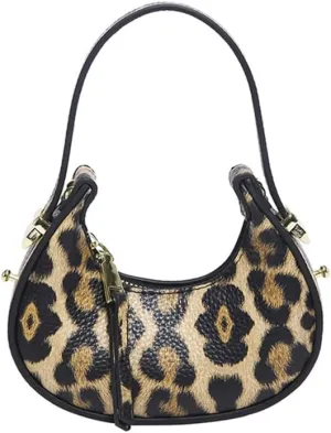 Mini Leopard Print Crescent Clutch Purse for Women Small Cheetah Print Tote Bag Hobo Handbag and Purse Daily Use