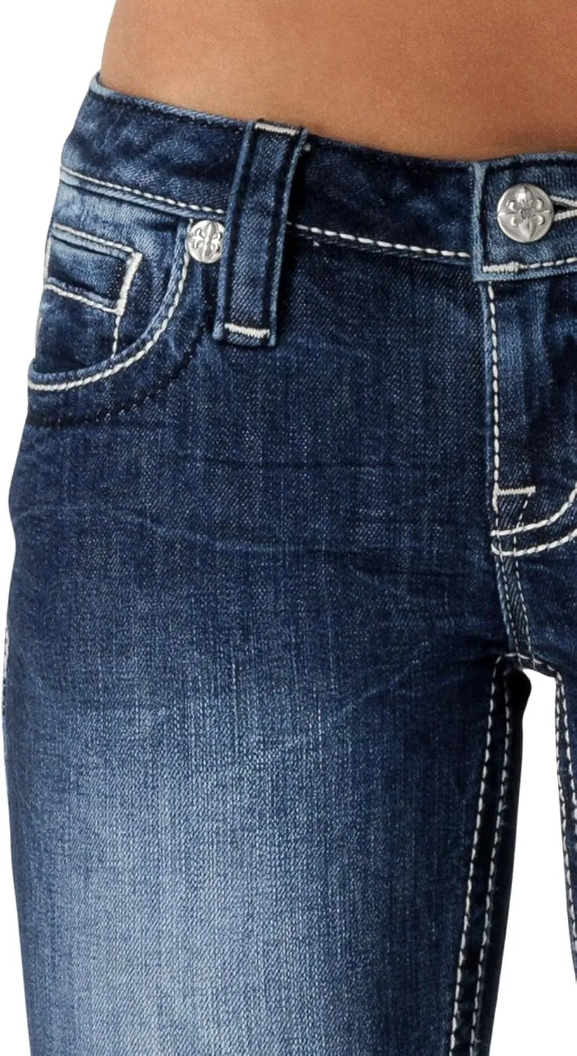 Miss Me Women's Gothic Cross Stitch Low-Rise Straight Jeans