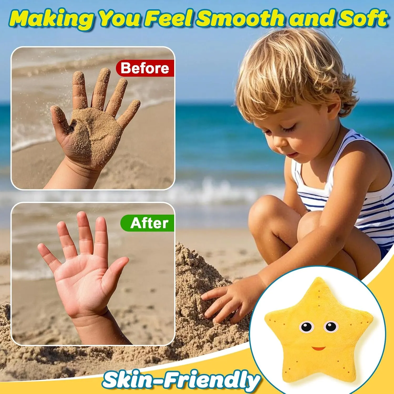 Mity rain 2PCS Sand Remover for Beach - Sand Eraser Wipe Mitt Bags, Beach Vacation Essentials for Kids Women, Must-Have Beach Accessories for Summer Trips Hawaii Travel Necessities & Supplies