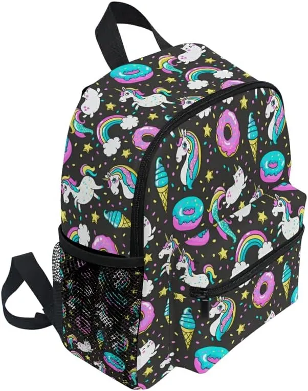 MNSRUU Kids' Backpack Unicorn Donut Rainbow Toddler Backpack Preschool Cute Bookbag Kawaii Travel Backpack for Boys Girls Age3-6