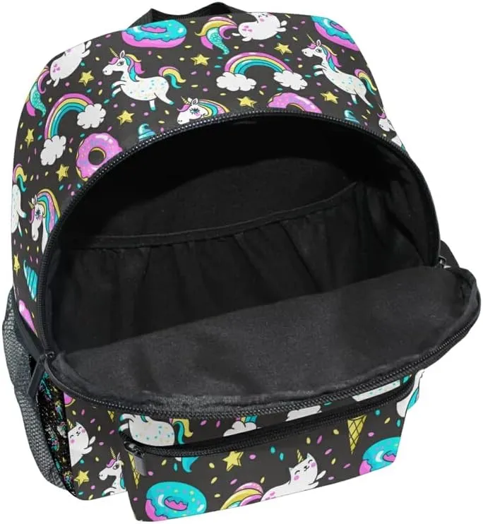 MNSRUU Kids' Backpack Unicorn Donut Rainbow Toddler Backpack Preschool Cute Bookbag Kawaii Travel Backpack for Boys Girls Age3-6