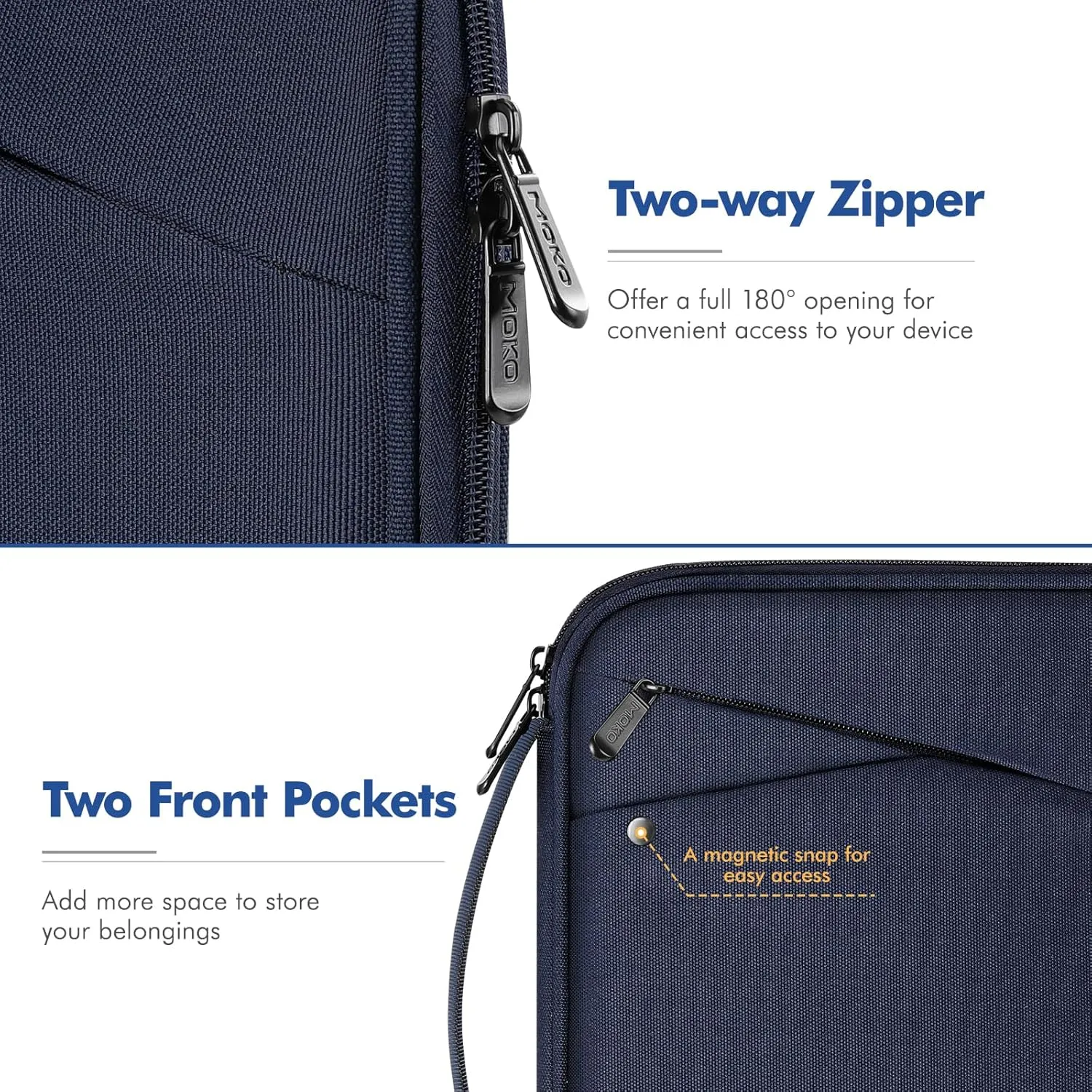 MoKo 9-11 Inch Tablet Sleeve Carrying Case with Handle, Padded Protective Travel Bag for New 11 inch iPad Air M3 2025, iPad A16 11", iPad Pro 11 M4, iPad 10/9/8/7th, Tab S9/S8 11, Indigo