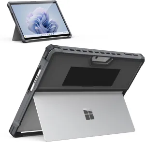 MoKo Case Compatible with Microsoft Surface Pro 11, Surface Pro 10, Surface Pro 9 13 Inch, All-in-One Protective Rugged Cover with Hand Strap, Compatible with Type Cover Keyboard, Dark Gray