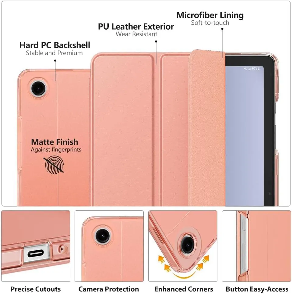 MoKo Case for Galaxy Tab A9 /A9 Plus 11 inch 2023, Slim Stand Protective Smart Cover with Hard PC Translucent Back Shell for Tab A9 Plus Tablet (SM-X210/X216/X218), Auto Wake/Sleep, Apricot Orange