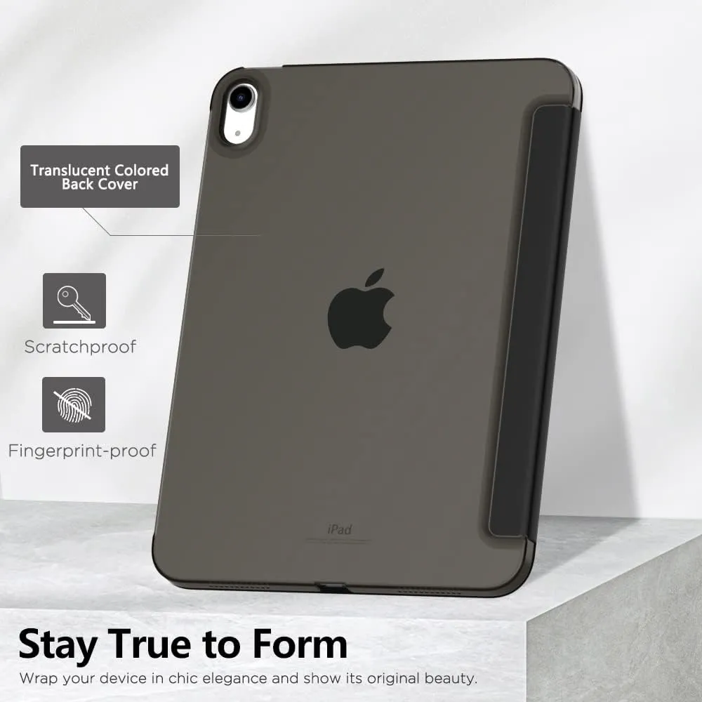 MoKo for iPad (A16) 11th Generation Case 11 Inch 2025, iPad 10th Generation Case 10.9 Inch 2022, Slim Stand Hard PC Translucent Back Shell Smart Cover, Support Touch ID, Auto Wake/Sleep, Black
