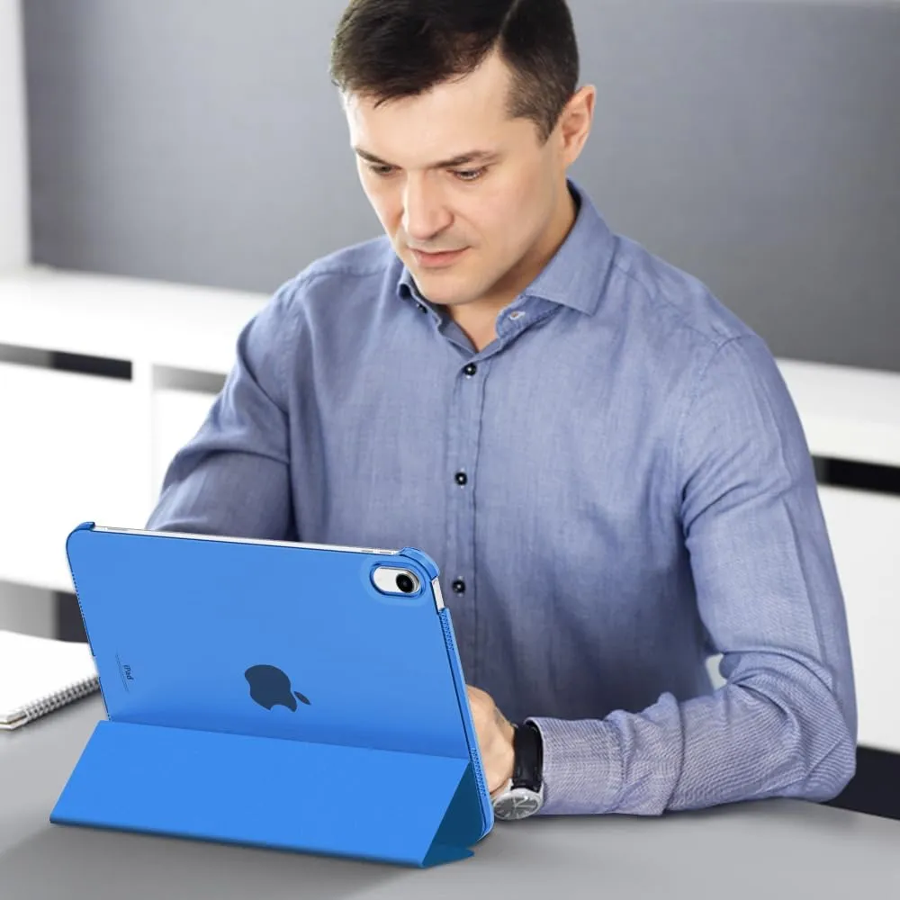 MoKo for iPad (A16) 11th Generation Case 11 Inch 2025, iPad 10th Generation Case 10.9 Inch 2022, Slim Stand Hard PC Translucent Back Shell Smart Cover, Support Touch ID, Auto Wake/Sleep, Cobalt Blue