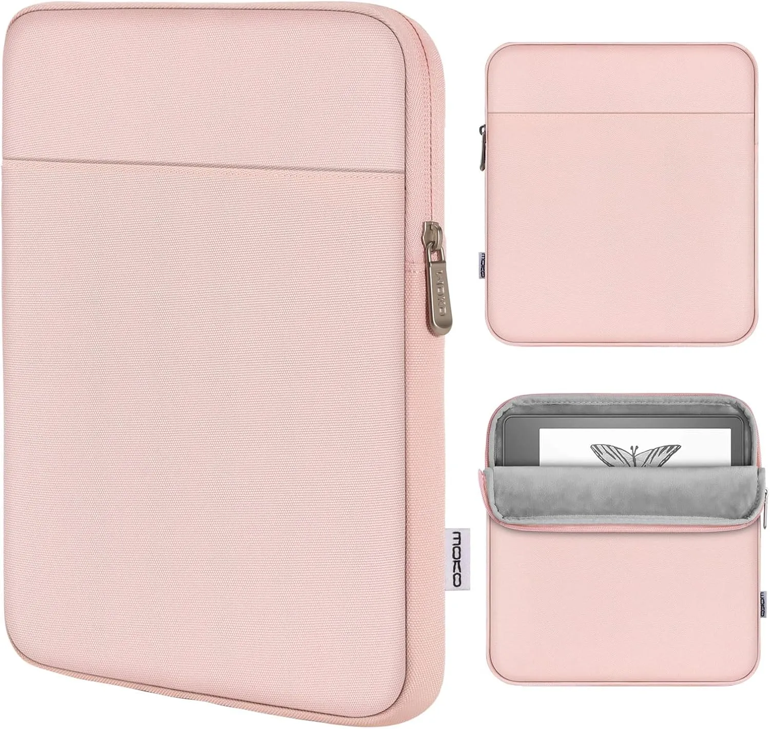 Moko Kindle Sleeve Compatible with Kindle Scribe 10.2 inch (2024 and 2022 Release), Protective Pouch Bag Case Cover with Dual Pockets and Pen Holder, Scratch-Resistant Soft Fluffy Lining, Pink