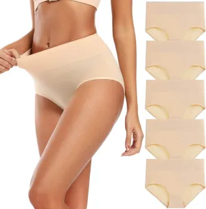Molasus Women's Cotton Underwear High Waisted Full Coverage Ladies Panties (Regular & Plus Size)