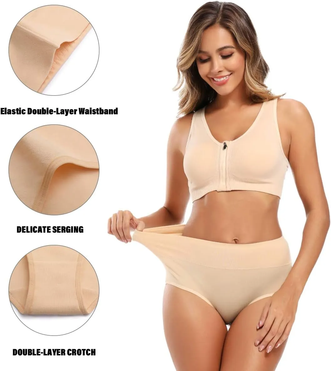 Molasus Women's Cotton Underwear High Waisted Full Coverage Ladies Panties (Regular & Plus Size)