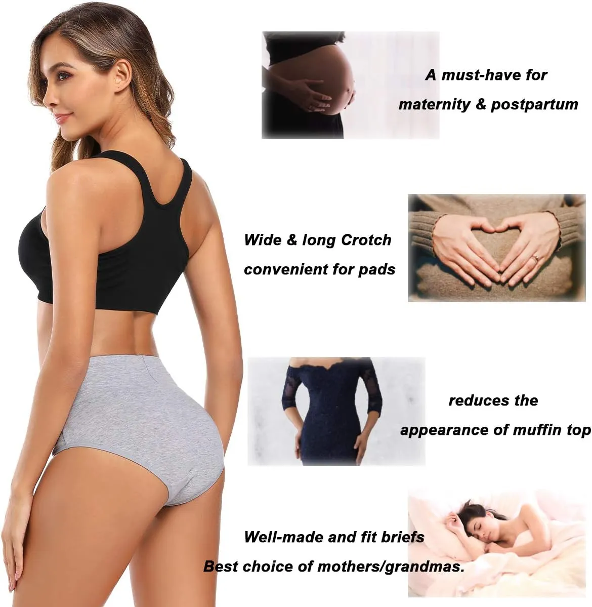 Molasus Women's Cotton Underwear High Waisted Full Coverage Ladies Panties (Regular & Plus Size)