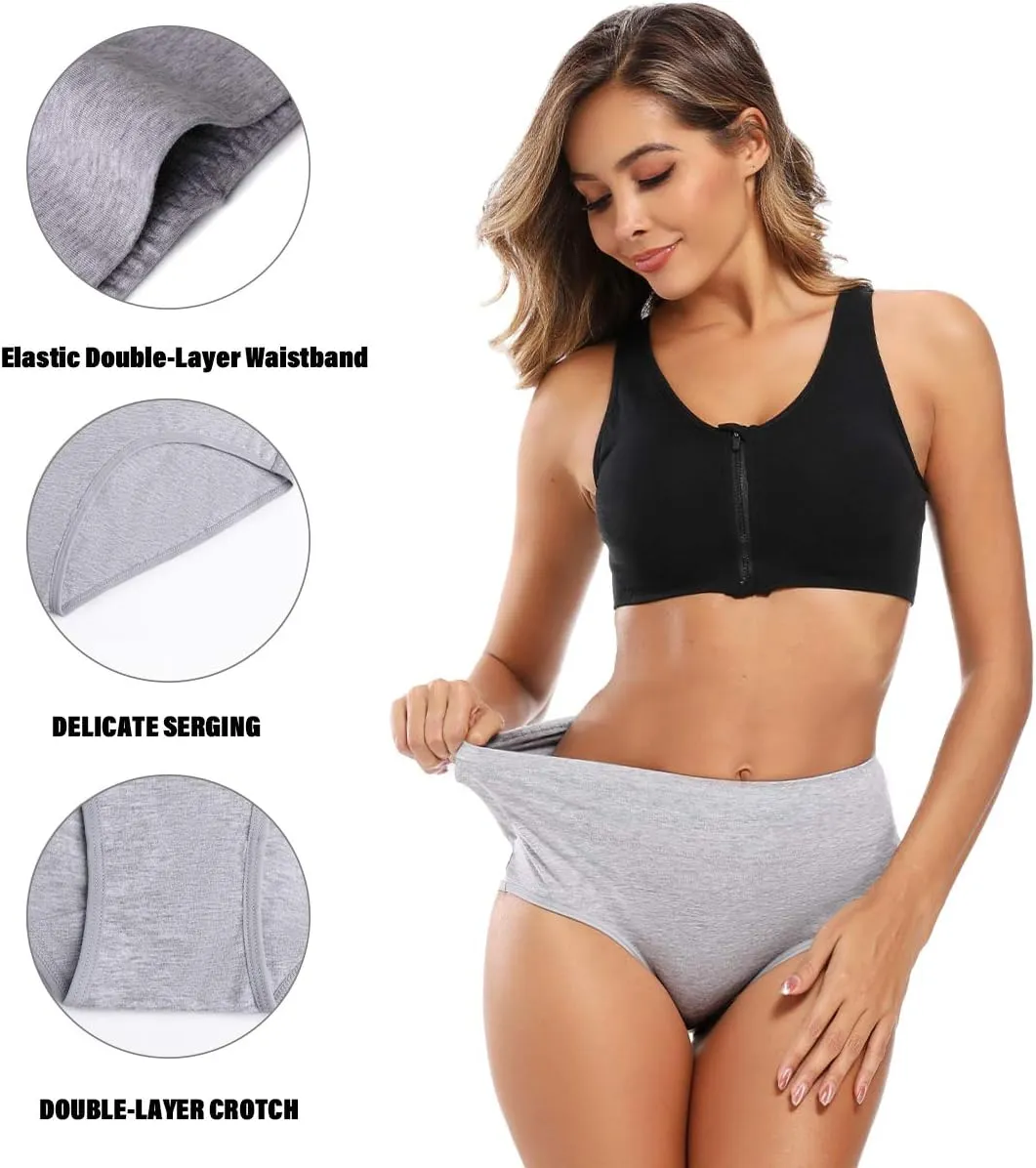 Molasus Women's Cotton Underwear High Waisted Full Coverage Ladies Panties (Regular & Plus Size)