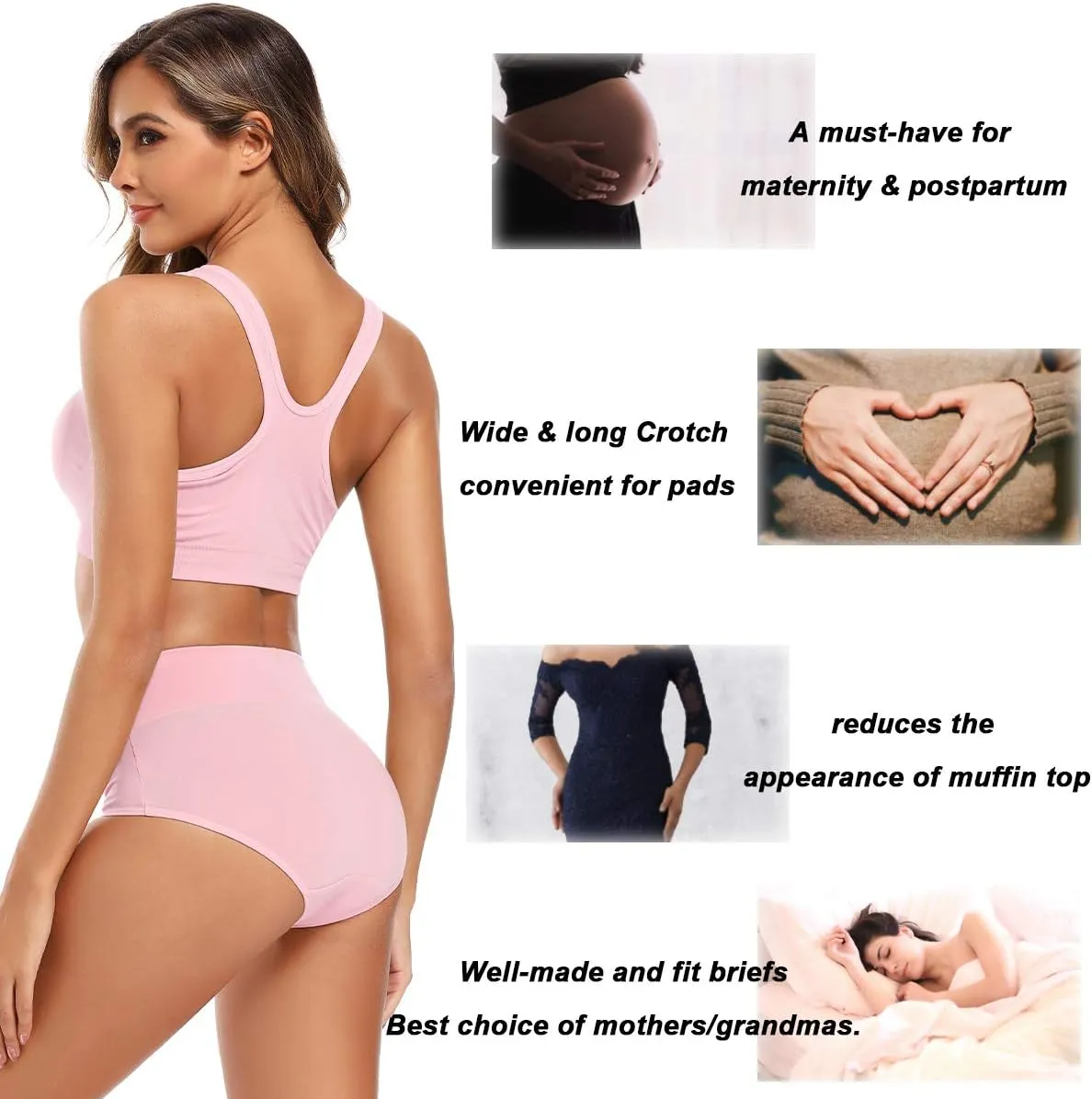 Molasus Women's Cotton Underwear High Waisted Full Coverage Ladies Panties (Regular & Plus Size)