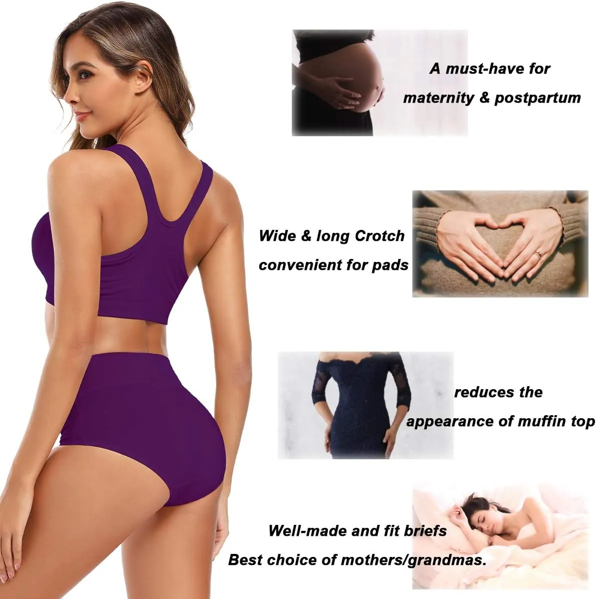 Molasus Women's Cotton Underwear High Waisted Full Coverage Ladies Panties (Regular & Plus Size)