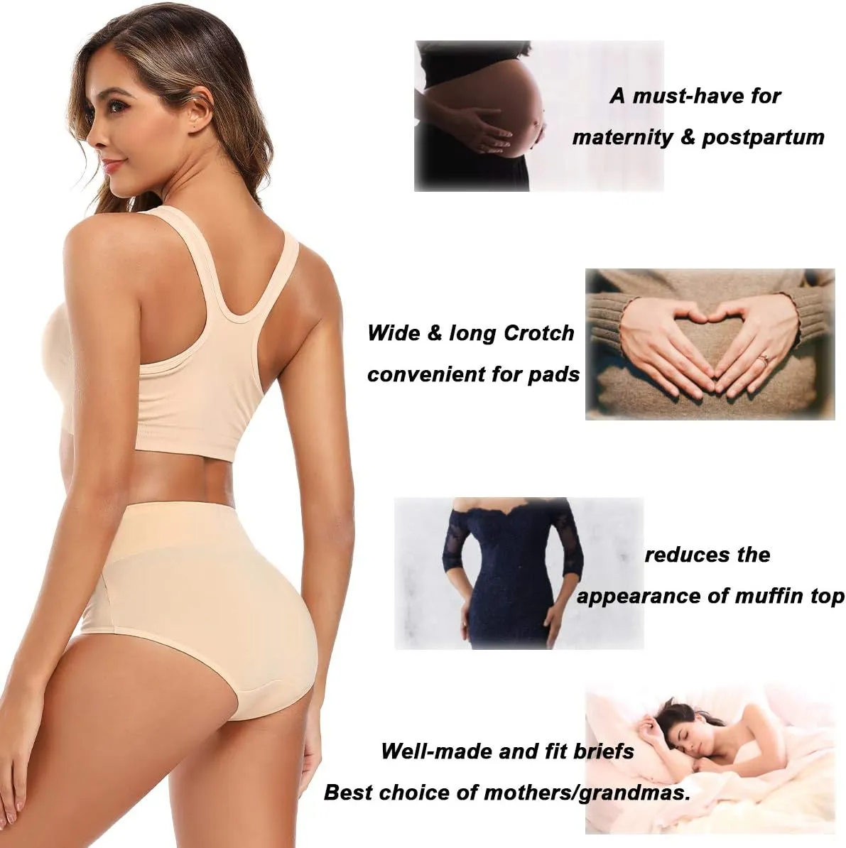 Molasus Women's Cotton Underwear High Waisted Full Coverage Ladies Panties (Regular & Plus Size)