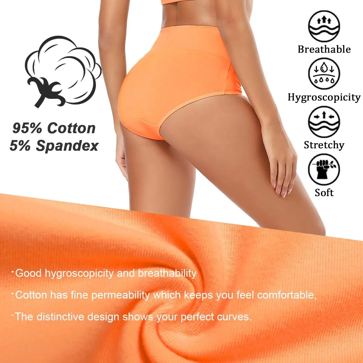Molasus Women's Cotton Underwear High Waisted Full Coverage Ladies Panties (Regular & Plus Size)