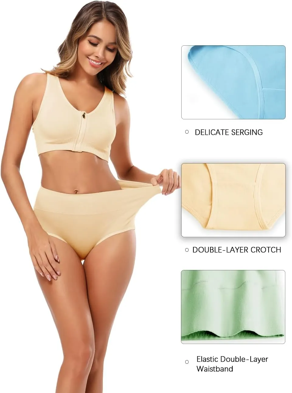 Molasus Women's Cotton Underwear High Waisted Full Coverage Ladies Panties (Regular & Plus Size)