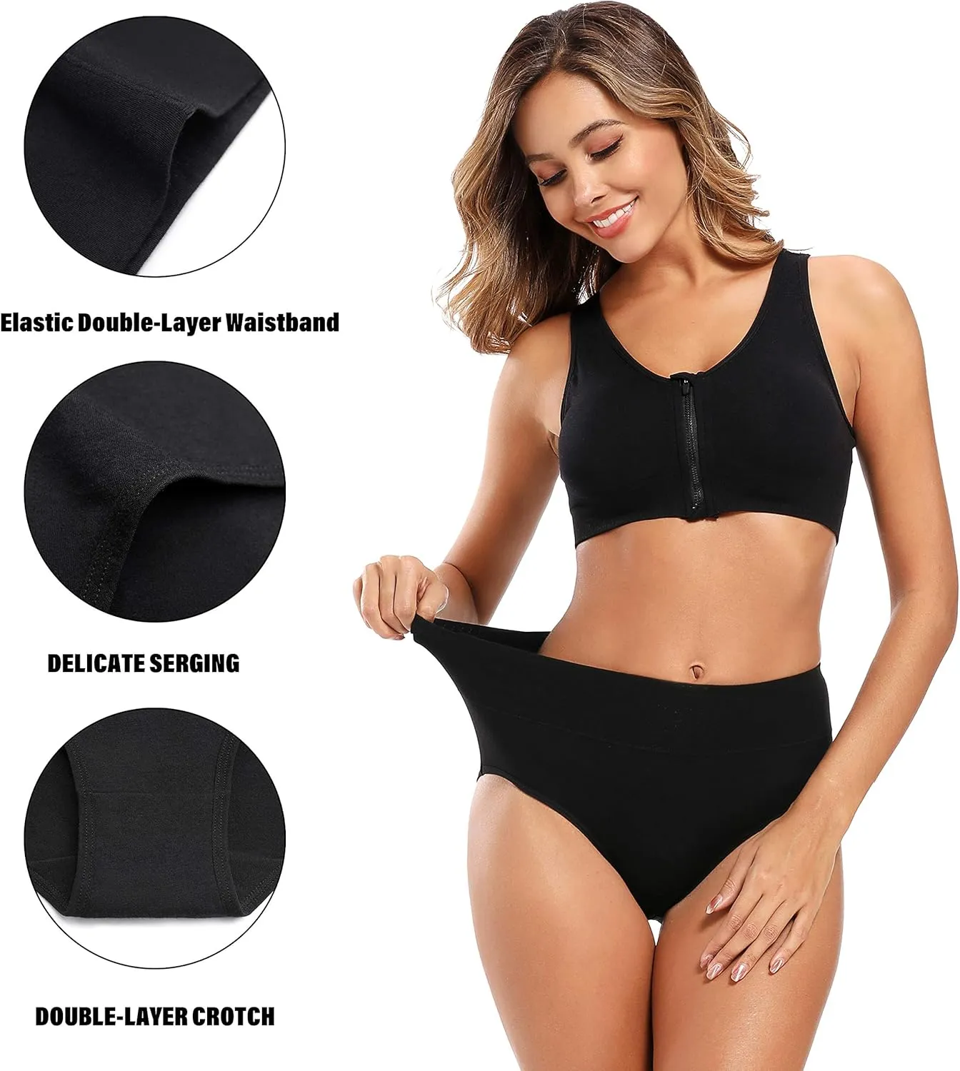 Molasus Women's Cotton Underwear High Waisted Full Coverage Ladies Panties (Regular & Plus Size)